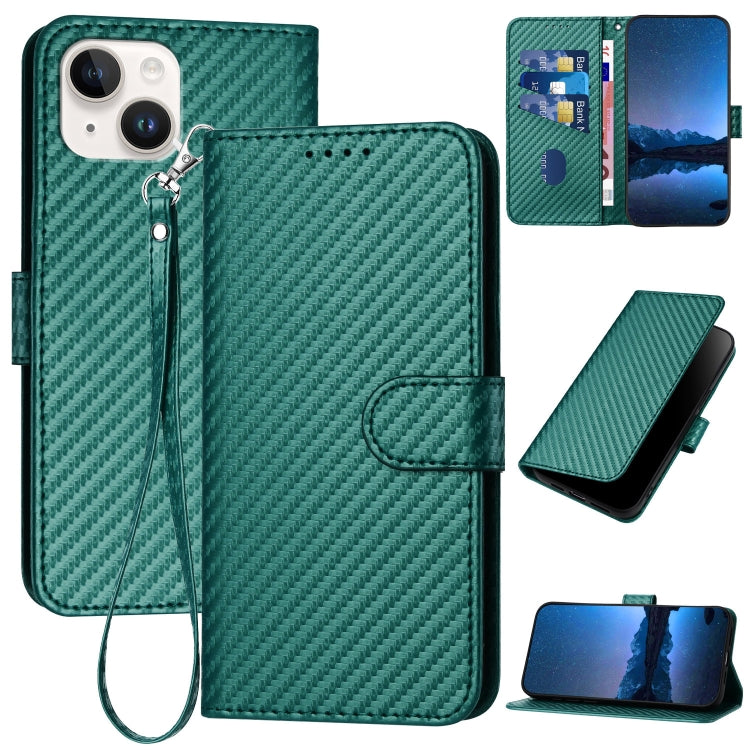 Ốp điện thoại da khóa sợi carbon YX0070 kèm dây đeo, dành cho iPhone 13 Pro Max, iPhone 13 Pro, iPhone 13, iPhone 13 mini, iPhone 12 / 12 Pro, iPhone 12 Pro Max