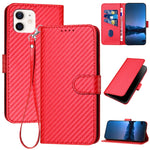 Ốp điện thoại da khóa sợi carbon YX0070 kèm dây đeo, dành cho iPhone 13 Pro Max, iPhone 13 Pro, iPhone 13, iPhone 13 mini, iPhone 12 / 12 Pro, iPhone 12 Pro Max
