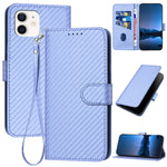 Ốp điện thoại da khóa sợi carbon YX0070 kèm dây đeo, dành cho iPhone 13 Pro Max, iPhone 13 Pro, iPhone 13, iPhone 13 mini, iPhone 12 / 12 Pro, iPhone 12 Pro Max
