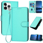 Ốp điện thoại da khóa sợi carbon YX0070 kèm dây đeo, dành cho iPhone 13 Pro Max, iPhone 13 Pro, iPhone 13, iPhone 13 mini, iPhone 12 / 12 Pro, iPhone 12 Pro Max