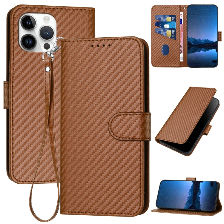 Ốp điện thoại da khóa sợi carbon YX0070 kèm dây đeo, dành cho iPhone 13 Pro Max, iPhone 13 Pro, iPhone 13, iPhone 13 mini, iPhone 12 / 12 Pro, iPhone 12 Pro Max