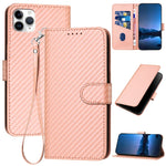 Ốp điện thoại da khóa sợi carbon YX0070 kèm dây đeo, dành cho iPhone 12 mini, iPhone 11 Pro Max, iPhone 11, iPhone 11 Pro, iPhone X / XS, iPhone XR