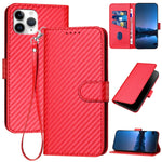 Ốp điện thoại da khóa sợi carbon YX0070 kèm dây đeo, dành cho iPhone 12 mini, iPhone 11 Pro Max, iPhone 11, iPhone 11 Pro, iPhone X / XS, iPhone XR