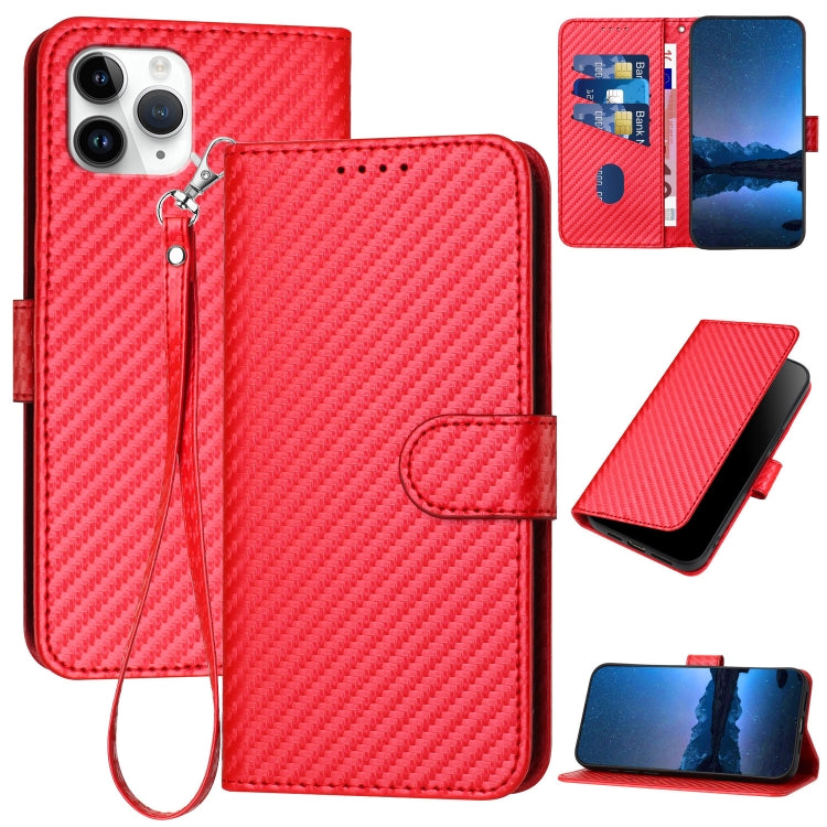 Ốp điện thoại da khóa sợi carbon YX0070 kèm dây đeo, dành cho iPhone 12 mini, iPhone 11 Pro Max, iPhone 11, iPhone 11 Pro, iPhone X / XS, iPhone XR