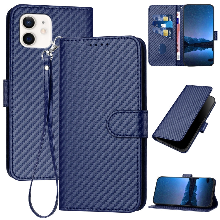 Ốp điện thoại da khóa sợi carbon YX0070 kèm dây đeo, dành cho iPhone 12 mini, iPhone 11 Pro Max, iPhone 11, iPhone 11 Pro, iPhone X / XS, iPhone XR