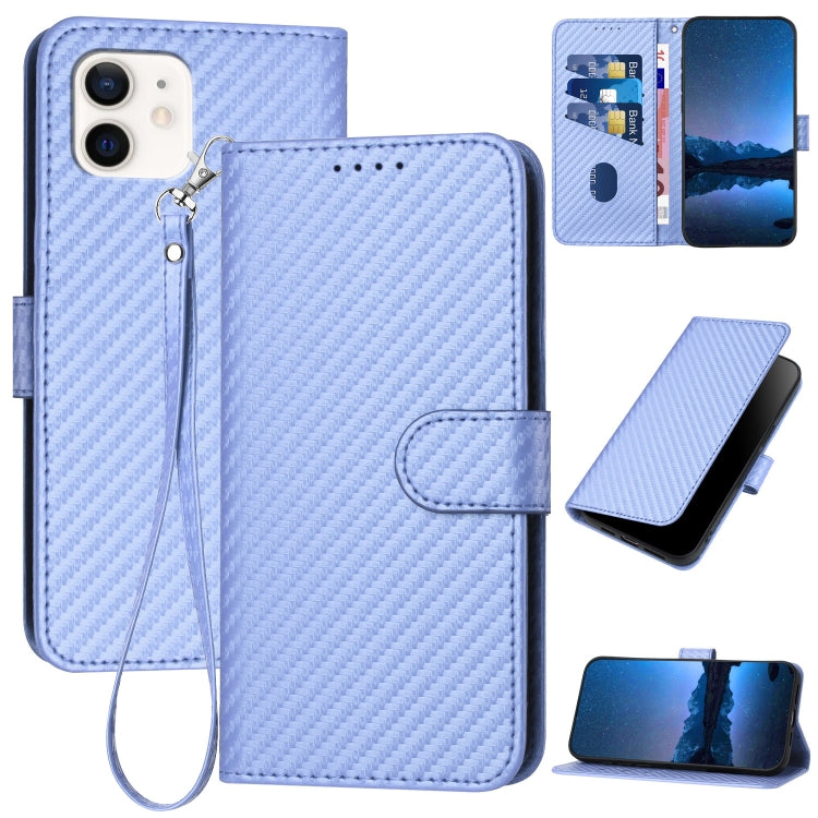 Ốp điện thoại da khóa sợi carbon YX0070 kèm dây đeo, dành cho iPhone 12 mini, iPhone 11 Pro Max, iPhone 11, iPhone 11 Pro, iPhone X / XS, iPhone XR
