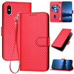 Ốp điện thoại da khóa sợi carbon YX0070 kèm dây đeo, dành cho iPhone 12 mini, iPhone 11 Pro Max, iPhone 11, iPhone 11 Pro, iPhone X / XS, iPhone XR