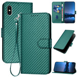 Ốp điện thoại da khóa sợi carbon YX0070 kèm dây đeo, dành cho iPhone 12 mini, iPhone 11 Pro Max, iPhone 11, iPhone 11 Pro, iPhone X / XS, iPhone XR
