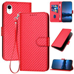 Ốp điện thoại da khóa sợi carbon YX0070 kèm dây đeo, dành cho iPhone 12 mini, iPhone 11 Pro Max, iPhone 11, iPhone 11 Pro, iPhone X / XS, iPhone XR