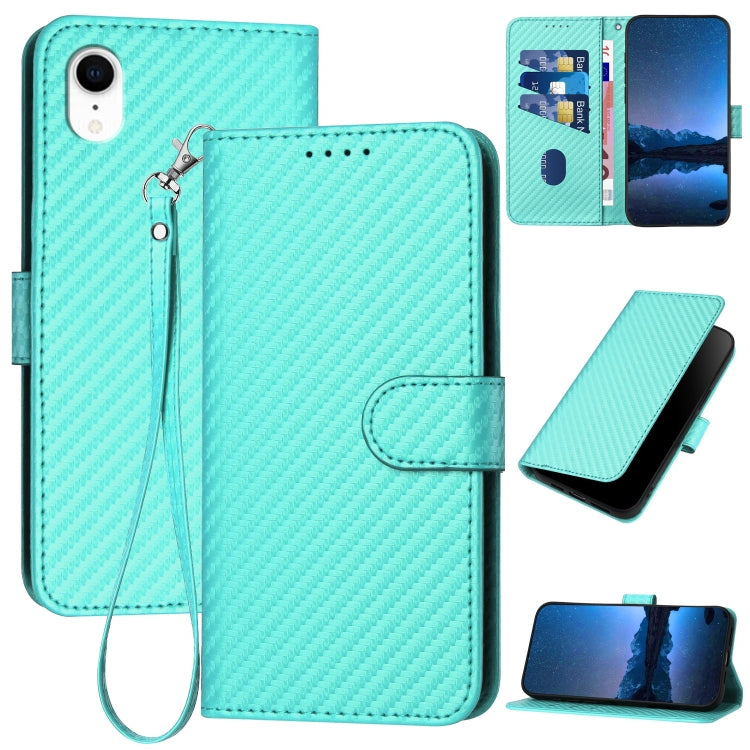 Ốp điện thoại da khóa sợi carbon YX0070 kèm dây đeo, dành cho iPhone 12 mini, iPhone 11 Pro Max, iPhone 11, iPhone 11 Pro, iPhone X / XS, iPhone XR