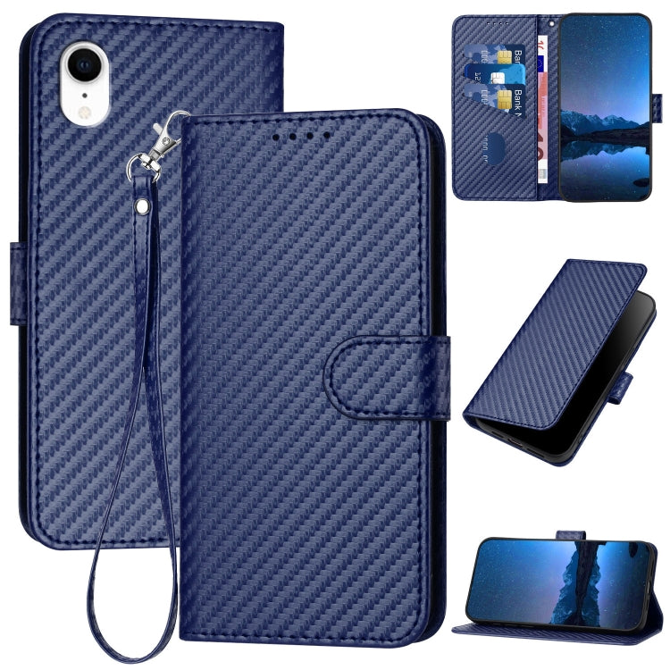 Ốp điện thoại da khóa sợi carbon YX0070 kèm dây đeo, dành cho iPhone 12 mini, iPhone 11 Pro Max, iPhone 11, iPhone 11 Pro, iPhone X / XS, iPhone XR