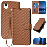 Ốp điện thoại da khóa sợi carbon YX0070 kèm dây đeo, dành cho iPhone 12 mini, iPhone 11 Pro Max, iPhone 11, iPhone 11 Pro, iPhone X / XS, iPhone XR