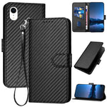 Ốp điện thoại da khóa sợi carbon YX0070 kèm dây đeo, dành cho iPhone 12 mini, iPhone 11 Pro Max, iPhone 11, iPhone 11 Pro, iPhone X / XS, iPhone XR