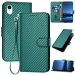 Ốp điện thoại da khóa sợi carbon YX0070 kèm dây đeo, dành cho iPhone 12 mini, iPhone 11 Pro Max, iPhone 11, iPhone 11 Pro, iPhone X / XS, iPhone XR