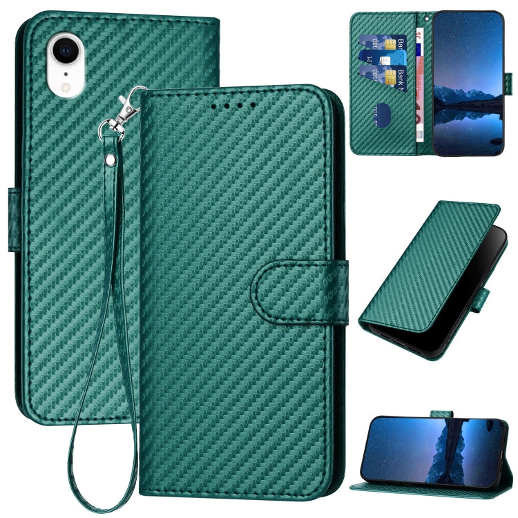 Ốp điện thoại da khóa sợi carbon YX0070 kèm dây đeo, dành cho iPhone 12 mini, iPhone 11 Pro Max, iPhone 11, iPhone 11 Pro, iPhone X / XS, iPhone XR