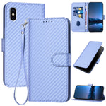 Ốp điện thoại da khóa sợi carbon YX0070 kèm dây đeo, dành cho iPhone XS Max, iPhone 8 Plus / 7 Plus