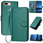 Ốp điện thoại da khóa sợi carbon YX0070 kèm dây đeo, dành cho iPhone XS Max, iPhone 8 Plus / 7 Plus