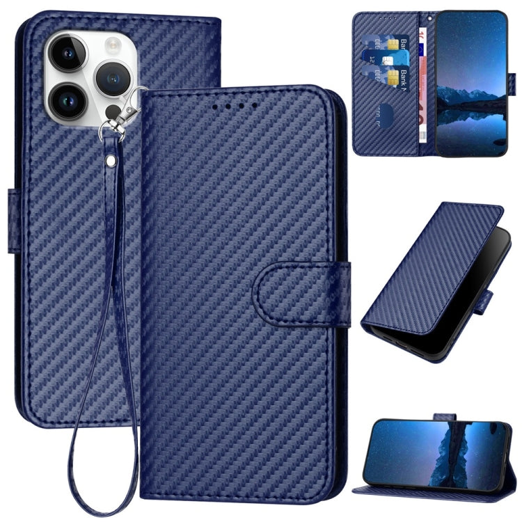 Bao da điện thoại bằng da họa tiết sợi carbon YX0070 có khóa cài và dây đeo, dành cho iPhone 17e / 16e, dành cho iPhone 17 Pro Max, dành cho iPhone 17 Pro, dành cho iPhone 17, dành cho iPhone Air, dành cho iPhone 16 Pro Max