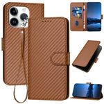 Ốp lưng điện thoại da khóa sợi carbon YX0070 kèm dây đeo, dành cho iPhone 16 Pro, iPhone 16 Plus, iPhone 16, iPhone 15 Pro Max, iPhone 15 Pro, iPhone 15 Plus
