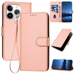 Ốp lưng điện thoại da khóa sợi carbon YX0070 kèm dây đeo, dành cho iPhone 16 Pro, iPhone 16 Plus, iPhone 16, iPhone 15 Pro Max, iPhone 15 Pro, iPhone 15 Plus