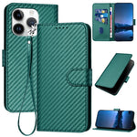 Ốp lưng điện thoại da khóa sợi carbon YX0070 kèm dây đeo, dành cho iPhone 16 Pro, iPhone 16 Plus, iPhone 16, iPhone 15 Pro Max, iPhone 15 Pro, iPhone 15 Plus