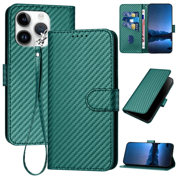 Ốp lưng điện thoại da khóa sợi carbon YX0070 kèm dây đeo, dành cho iPhone 16 Pro, iPhone 16 Plus, iPhone 16, iPhone 15 Pro Max, iPhone 15 Pro, iPhone 15 Plus