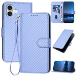 Ốp lưng điện thoại da khóa sợi carbon YX0070 kèm dây đeo, dành cho iPhone 16 Pro, iPhone 16 Plus, iPhone 16, iPhone 15 Pro Max, iPhone 15 Pro, iPhone 15 Plus