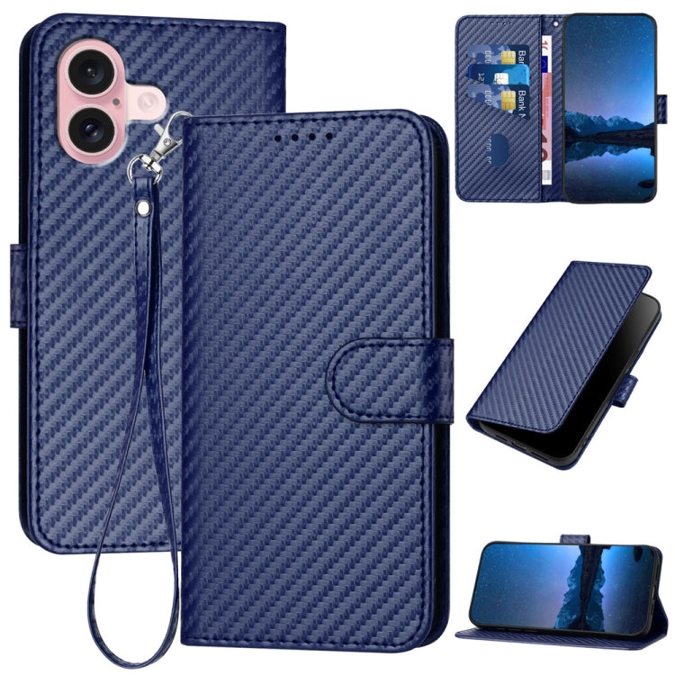 Ốp lưng điện thoại da khóa sợi carbon YX0070 kèm dây đeo, dành cho iPhone 16 Pro, iPhone 16 Plus, iPhone 16, iPhone 15 Pro Max, iPhone 15 Pro, iPhone 15 Plus