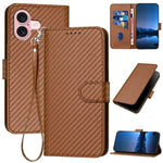 Ốp lưng điện thoại da khóa sợi carbon YX0070 kèm dây đeo, dành cho iPhone 16 Pro, iPhone 16 Plus, iPhone 16, iPhone 15 Pro Max, iPhone 15 Pro, iPhone 15 Plus