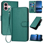 Ốp lưng điện thoại da khóa sợi carbon YX0070 kèm dây đeo, dành cho iPhone 16 Pro, iPhone 16 Plus, iPhone 16, iPhone 15 Pro Max, iPhone 15 Pro, iPhone 15 Plus