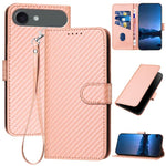 Bao da điện thoại bằng da họa tiết sợi carbon YX0070 có khóa cài và dây đeo, dành cho iPhone 17e / 16e, dành cho iPhone 17 Pro Max, dành cho iPhone 17 Pro, dành cho iPhone 17, dành cho iPhone Air, dành cho iPhone 16 Pro Max