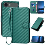 Bao da điện thoại bằng da họa tiết sợi carbon YX0070 có khóa cài và dây đeo, dành cho iPhone 17e / 16e, dành cho iPhone 17 Pro Max, dành cho iPhone 17 Pro, dành cho iPhone 17, dành cho iPhone Air, dành cho iPhone 16 Pro Max