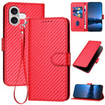 Bao da điện thoại bằng da họa tiết sợi carbon YX0070 có khóa cài và dây đeo, dành cho iPhone 17e / 16e, dành cho iPhone 17 Pro Max, dành cho iPhone 17 Pro, dành cho iPhone 17, dành cho iPhone Air, dành cho iPhone 16 Pro Max