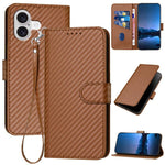 Bao da điện thoại bằng da họa tiết sợi carbon YX0070 có khóa cài và dây đeo, dành cho iPhone 17e / 16e, dành cho iPhone 17 Pro Max, dành cho iPhone 17 Pro, dành cho iPhone 17, dành cho iPhone Air, dành cho iPhone 16 Pro Max