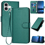Bao da điện thoại bằng da họa tiết sợi carbon YX0070 có khóa cài và dây đeo, dành cho iPhone 17e / 16e, dành cho iPhone 17 Pro Max, dành cho iPhone 17 Pro, dành cho iPhone 17, dành cho iPhone Air, dành cho iPhone 16 Pro Max