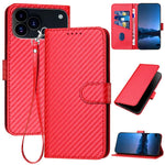 Bao da điện thoại bằng da họa tiết sợi carbon YX0070 có khóa cài và dây đeo, dành cho iPhone 17e / 16e, dành cho iPhone 17 Pro Max, dành cho iPhone 17 Pro, dành cho iPhone 17, dành cho iPhone Air, dành cho iPhone 16 Pro Max