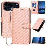 Bao da điện thoại bằng da họa tiết sợi carbon YX0070 có khóa cài và dây đeo, dành cho iPhone 17e / 16e, dành cho iPhone 17 Pro Max, dành cho iPhone 17 Pro, dành cho iPhone 17, dành cho iPhone Air, dành cho iPhone 16 Pro Max