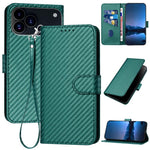 Bao da điện thoại bằng da họa tiết sợi carbon YX0070 có khóa cài và dây đeo, dành cho iPhone 17e / 16e, dành cho iPhone 17 Pro Max, dành cho iPhone 17 Pro, dành cho iPhone 17, dành cho iPhone Air, dành cho iPhone 16 Pro Max