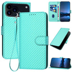 Bao da điện thoại bằng da họa tiết sợi carbon YX0070 có khóa cài và dây đeo, dành cho iPhone 17e / 16e, dành cho iPhone 17 Pro Max, dành cho iPhone 17 Pro, dành cho iPhone 17, dành cho iPhone Air, dành cho iPhone 16 Pro Max