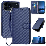 Bao da điện thoại bằng da họa tiết sợi carbon YX0070 có khóa cài và dây đeo, dành cho iPhone 17e / 16e, dành cho iPhone 17 Pro Max, dành cho iPhone 17 Pro, dành cho iPhone 17, dành cho iPhone Air, dành cho iPhone 16 Pro Max
