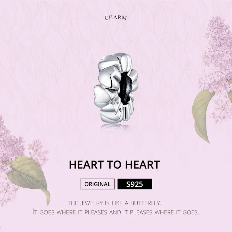 Mặt dây chuyền bạc S925 hạt hình trái tim trang sức làm vòng tay dây chuyền