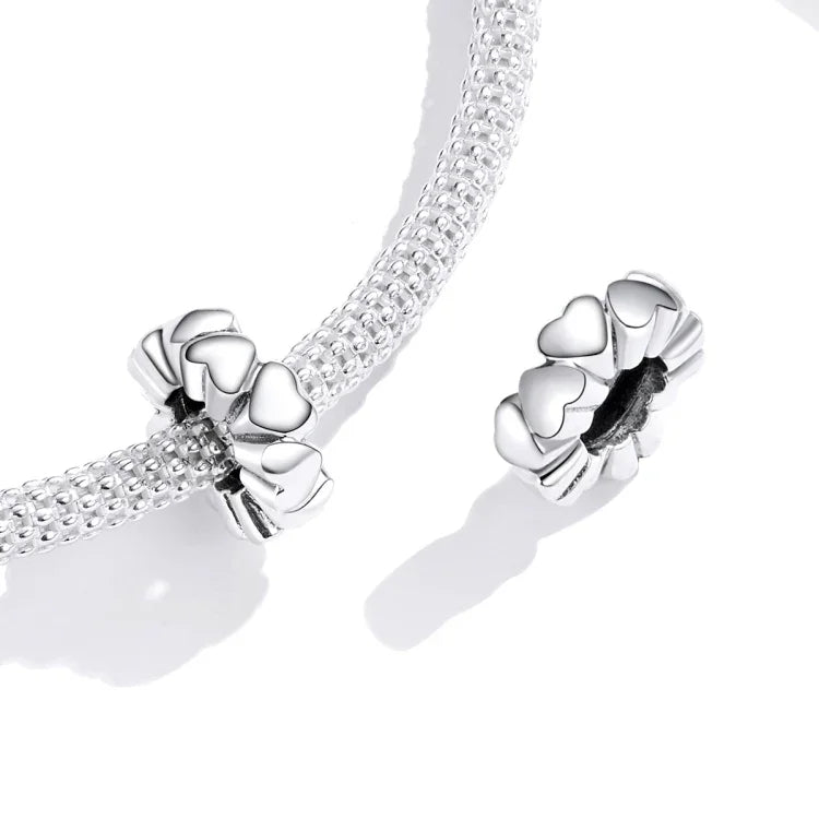Mặt dây chuyền bạc S925 hạt hình trái tim trang sức làm vòng tay dây chuyền