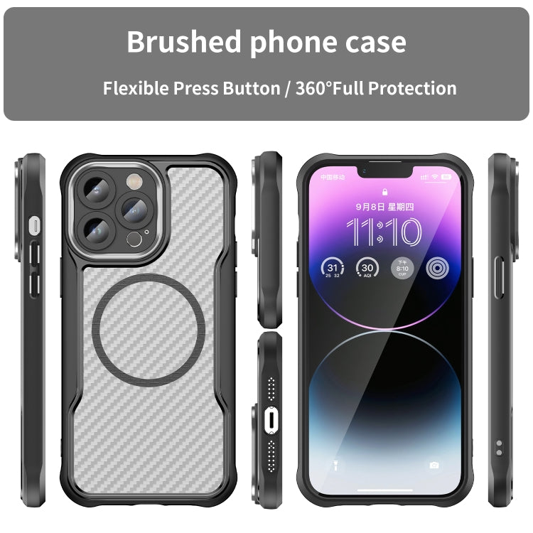Ốp điện thoại trong suốt họa tiết sợi carbon MagSafe, dành cho iPhone 11 Pro