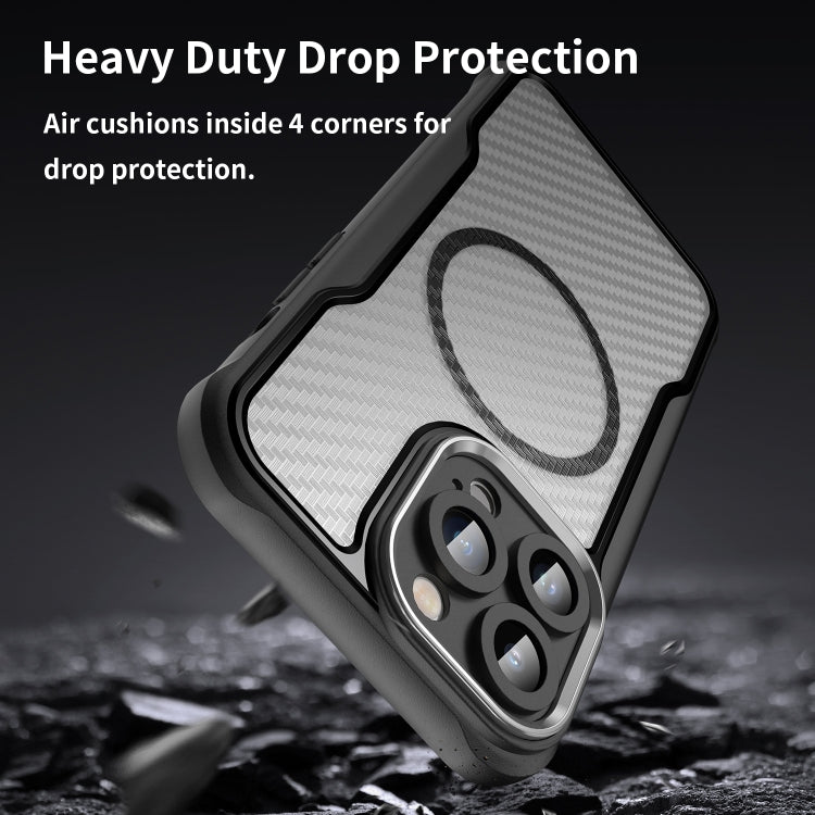Ốp điện thoại trong suốt họa tiết sợi carbon MagSafe, dành cho iPhone 11 Pro