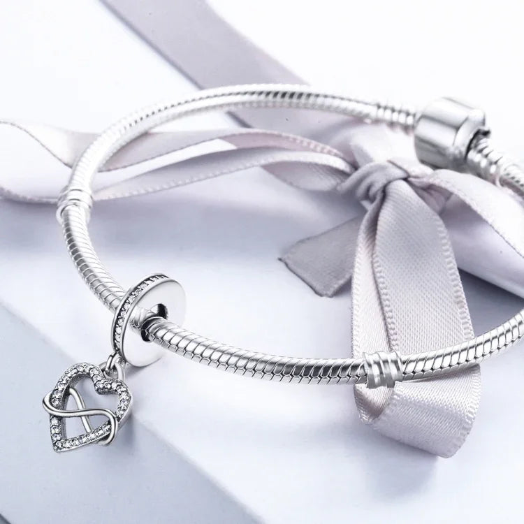 Mặt dây chuyền bạc S925 hình trái tim kim cương trang sức làm vòng tay dây chuyền