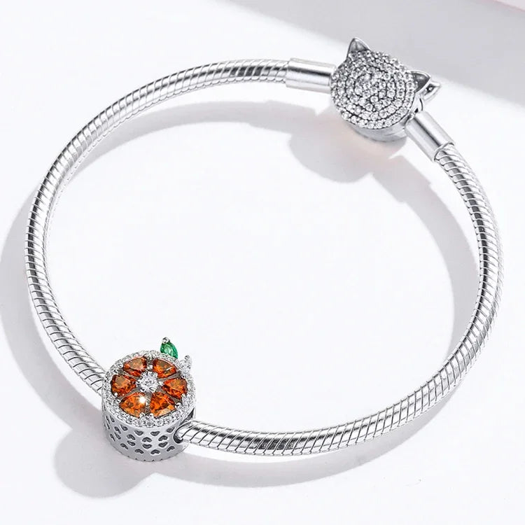 Mặt dây chuyền bạc S925 hạt bưởi đỏ trái cây trang sức làm vòng tay dây chuyền