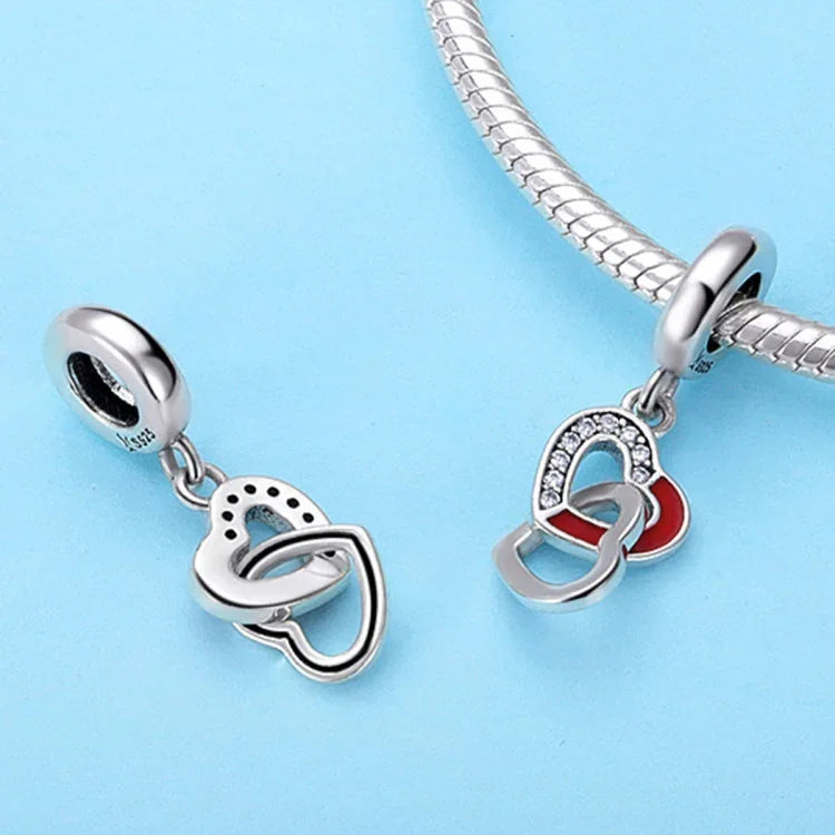 Mặt dây chuyền bạc sáng tạo trái tim đến trái tim làm thủ công S925 dây trang sức