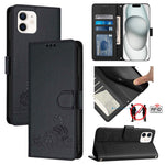 Bao da điện thoại RFID họa tiết nổi mèo chuột có dây đeo, dành cho iPhone 13 mini, iPhone 12/12 Pro, iPhone 12 Pro Max, iPhone 12 mini, iPhone 11 Pro Max, iPhone 11, iPhone 11 Pro, iPhone XS / X