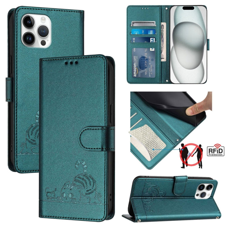 Bao da điện thoại RFID họa tiết nổi mèo chuột có dây đeo, dành cho iPhone 13 mini, iPhone 12/12 Pro, iPhone 12 Pro Max, iPhone 12 mini, iPhone 11 Pro Max, iPhone 11, iPhone 11 Pro, iPhone XS / X