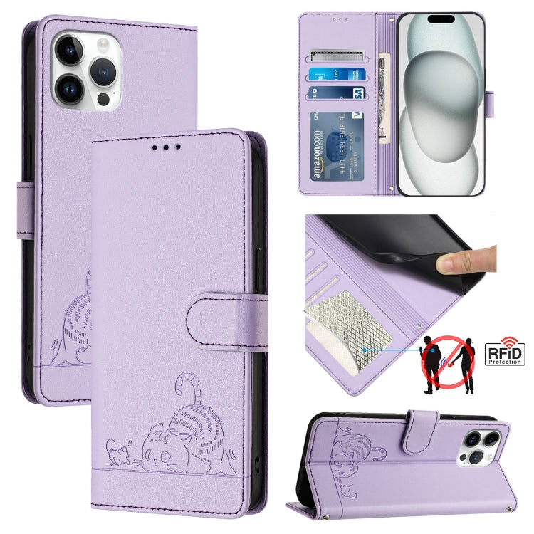 Bao da điện thoại RFID họa tiết nổi mèo chuột có dây đeo, dành cho iPhone 13 mini, iPhone 12/12 Pro, iPhone 12 Pro Max, iPhone 12 mini, iPhone 11 Pro Max, iPhone 11, iPhone 11 Pro, iPhone XS / X